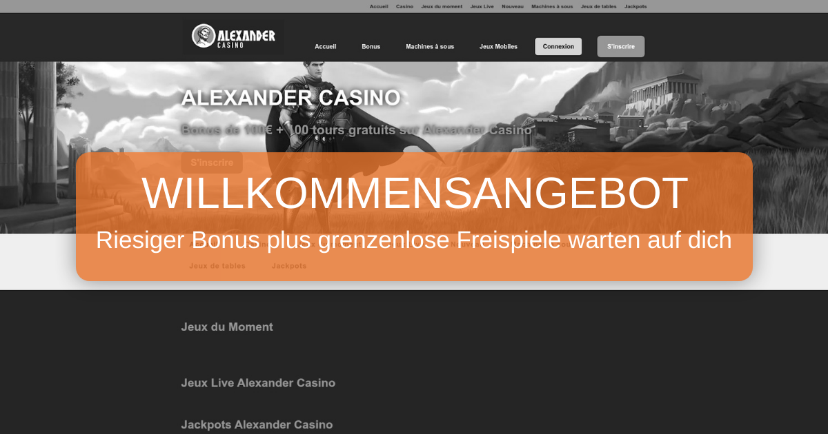 Alexander Casino welcome bonus